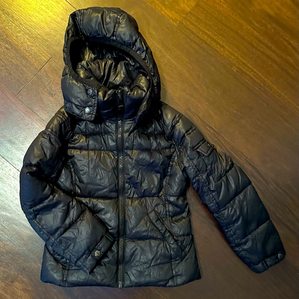 S13 Black Puffer Coat Duck Down Jacket Detachable Hood Insulated Youth Girls 8